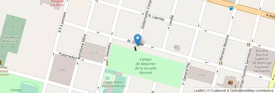 Mapa de ubicacion de Plazoleta San Pedro en Argentinien, Santa Fe, Departamento Las Colonias, Municipio De Esperanza, Esperanza.