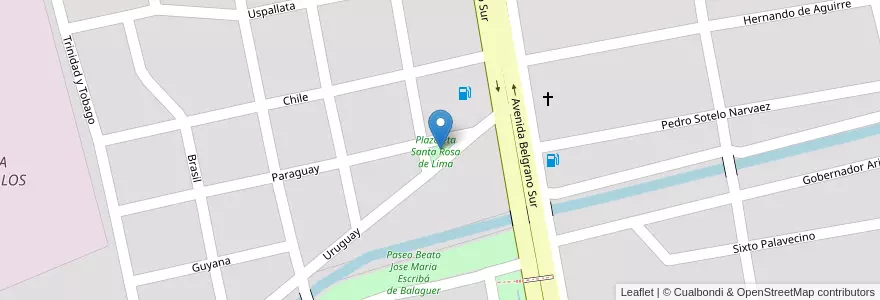 Mapa de ubicacion de Plazoleta Santa Rosa de Lima en 아르헨티나, Santiago Del Estero, Departamento Capital, Santiago Del Estero.