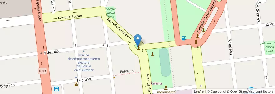 Mapa de ubicacion de plazoleta Sarmiento en Argentina, Jujuy, Departamento Yavi, Municipio De La Quiaca, La Quiaca.