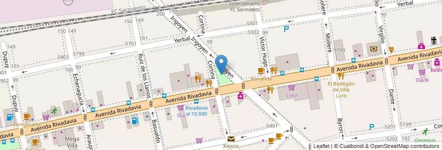 Mapa de ubicacion de Plazoleta Teniente General Arana, Villa Luro en Arjantin, Ciudad Autónoma De Buenos Aires, Comuna 9, Buenos Aires, Comuna 10.