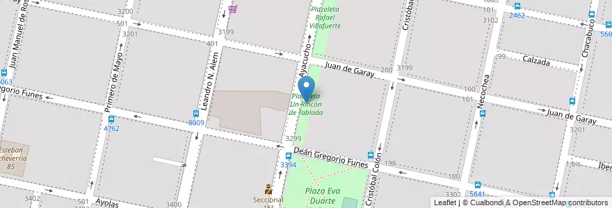 Mapa de ubicacion de Plazoleta Un Rincón de Tablada en 아르헨티나, Santa Fe, Departamento Rosario, Municipio De Rosario, 로사리오.