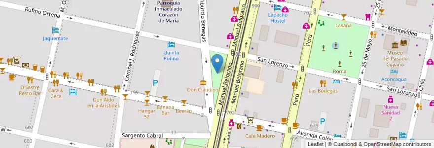 Mapa de ubicacion de Plazoleta Vergara en Arjantin, Şili, Mendoza, Departamento Capital, Ciudad De Mendoza, Sección 5ª Residencial Sur.