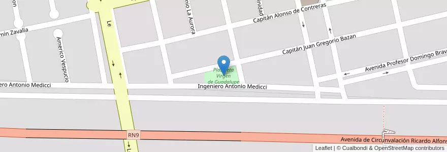 Mapa de ubicacion de Plazoleta Virgen de Guadalupe en アルゼンチン, サンティアゴ・デル・エステロ州, Departamento Capital, Santiago Del Estero.