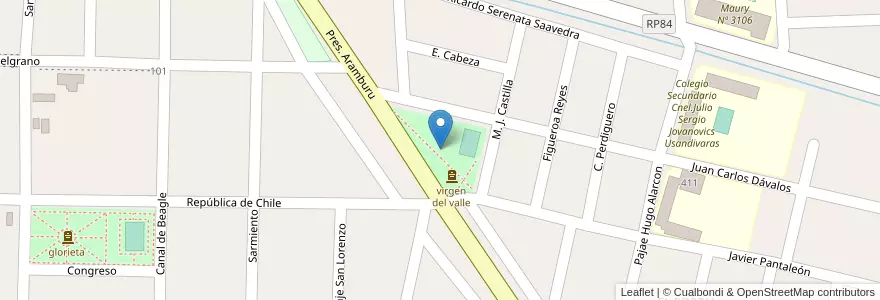 Mapa de ubicacion de Plazoleta Virgen del Valle en آرژانتین, Salta, Rosario De Lerma, Municipio De Campo Quijano.
