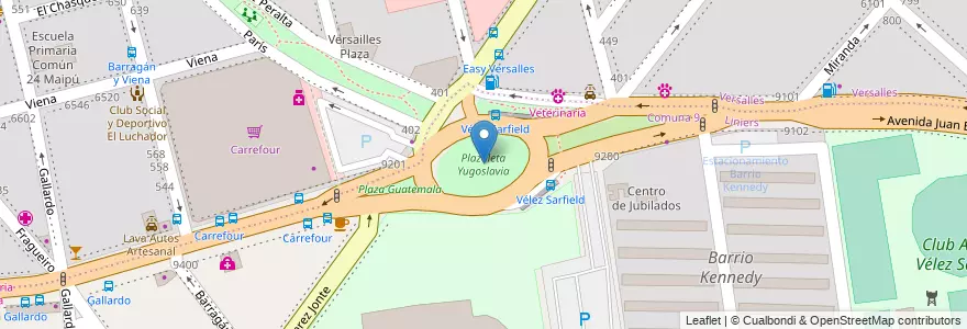 Mapa de ubicacion de Plazoleta Yugoslavia, Versalles en 阿根廷, Ciudad Autónoma De Buenos Aires, 布宜诺斯艾利斯, Comuna 10.