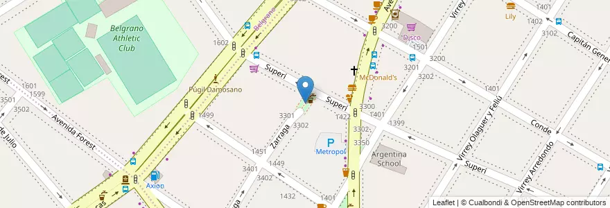 Mapa de ubicacion de Plazoleta Zarraga, Colegiales en Argentinië, Ciudad Autónoma De Buenos Aires, Buenos Aires.