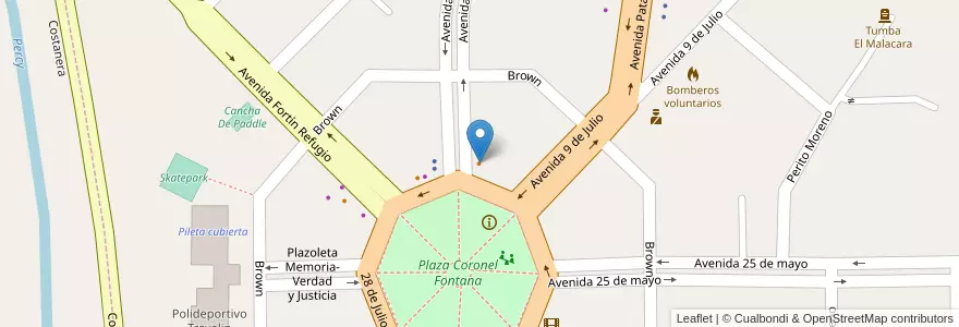 Mapa de ubicacion de Plazza en Arjantin, Şili, Chubut, Departamento Futaleufú, Trevelin.