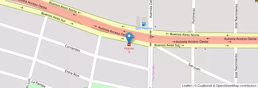 Mapa de ubicacion de Plottier II en Argentina, Chile, Neuquén, Departamento Confluencia, Municipio De Plottier, Plottier.