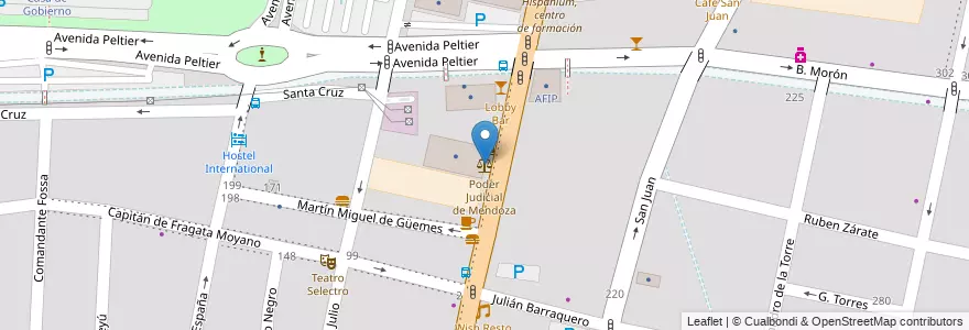 Mapa de ubicacion de Poder Judicial de Mendoza en 阿根廷, 智利, Mendoza, Departamento Capital, Sección 2ª Barrio Cívico, Ciudad De Mendoza.
