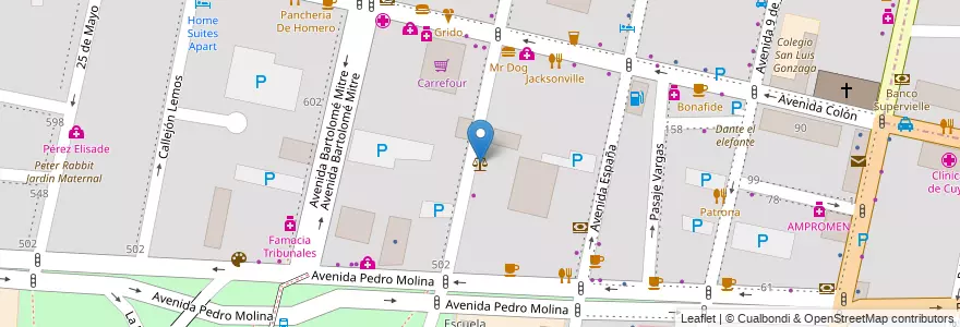 Mapa de ubicacion de Poder Judicial en Аргентина, Чили, Мендоса, Departamento Capital, Sección 2ª Barrio Cívico, Ciudad De Mendoza.
