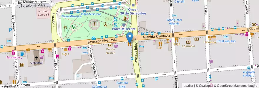 Mapa de ubicacion de Podesta, Balvanera en アルゼンチン, Ciudad Autónoma De Buenos Aires, Comuna 3, ブエノスアイレス.