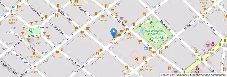 Mapa de ubicacion de Podestá, Palermo en الأرجنتين, Ciudad Autónoma De Buenos Aires, Buenos Aires.