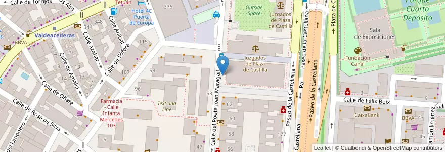 Mapa de ubicacion de POETA JOAN MARAGALL, CALLE, DEL,S/N en Espagne, Communauté De Madrid, Communauté De Madrid, Área Metropolitana De Madrid Y Corredor Del Henares, Madrid.