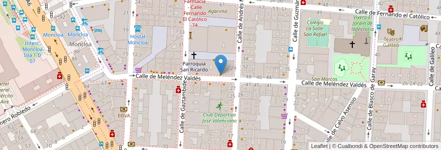 Mapa de ubicacion de Poke House en اسپانیا, بخش خودمختار مادرید, بخش خودمختار مادرید, Área Metropolitana De Madrid Y Corredor Del Henares, مادرید.