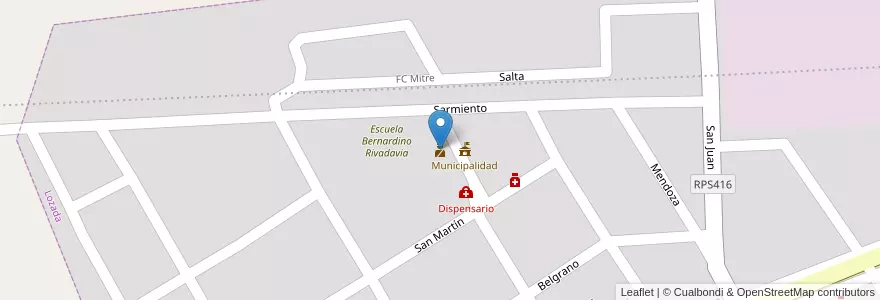 Mapa de ubicacion de Policia en الأرجنتين, Córdoba, Departamento Santa María, Pedanía Cosme, Municipio De Lozada, Lozada.