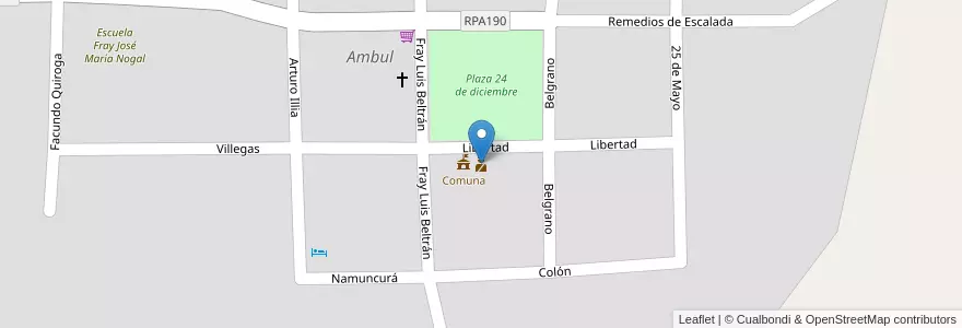 Mapa de ubicacion de Policía en アルゼンチン, コルドバ州, Departamento San Alberto, Pedanía Ambul, Comuna De Ambul.