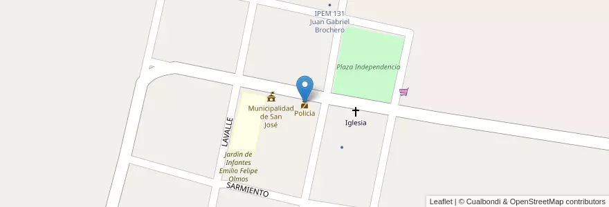 Mapa de ubicacion de Policía en Аргентина, Кордова, Departamento San Javier, Pedanía Dolores, Comuna De San José.