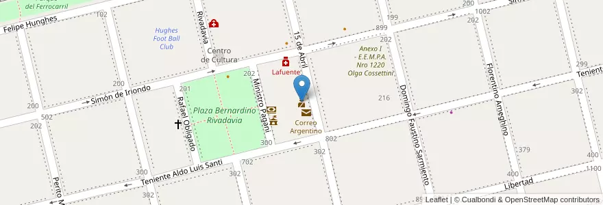 Mapa de ubicacion de Policia en アルゼンチン, サンタフェ州, Departamento General López, Municipio De Hughes, Hughes.