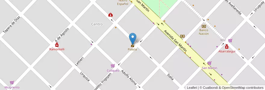 Mapa de ubicacion de Policía en Arjantin, Buenos Aires, Partido De General Viamonte, Los Toldos.