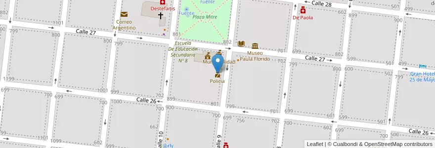 Mapa de ubicacion de Policia en Argentinië, Buenos Aires, Partido De Veinticinco De Mayo, Veinticinco De Mayo.