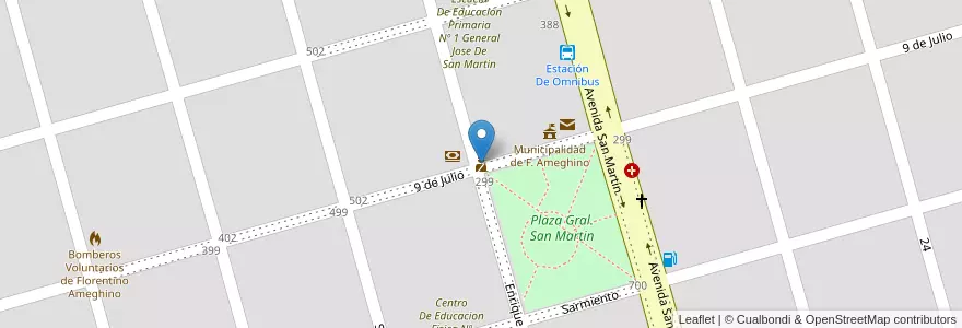 Mapa de ubicacion de Policía en アルゼンチン, ブエノスアイレス州, Partido De Florentino Ameghino, Ameghino.
