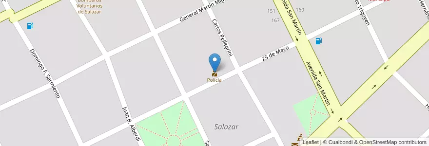 Mapa de ubicacion de Policía en Arjantin, Buenos Aires, Partido De Daireaux, Salazar.