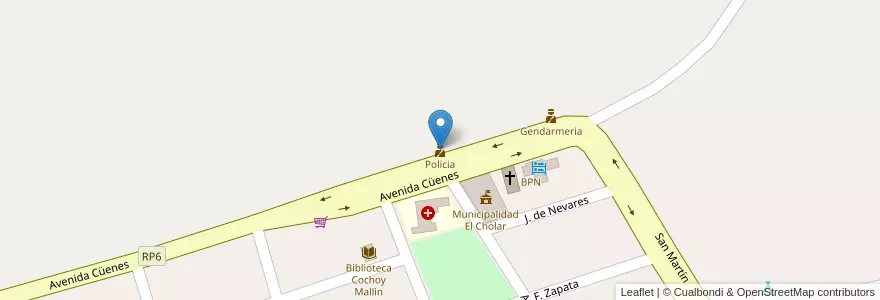 Mapa de ubicacion de Policia en Arjantin, Şili, Neuquén, Departamento Ñorquín, Límite Municipio De El Cholar, El Cholar, El Cholar.
