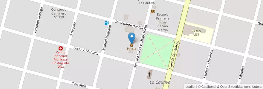 Mapa de ubicacion de Policía en Arjantin, Córdoba, Departamento Río Cuarto, Pedanía Cautiva, Municipio De La Cautiva, La Cautiva.