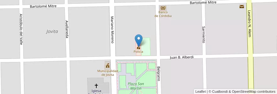 Mapa de ubicacion de Policía en آرژانتین, Córdoba, Departamento General Roca, Pedanía Italó, Municipio De Jovita, Jovita.