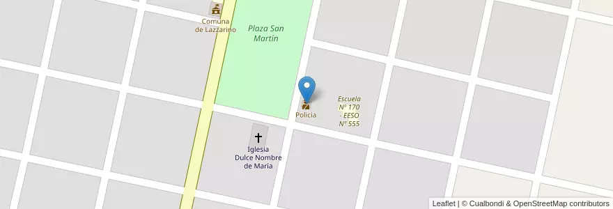 Mapa de ubicacion de Policía en Arjantin, Santa Fe, Departamento General López, Municipio De Lazzarino, Lazzarino.