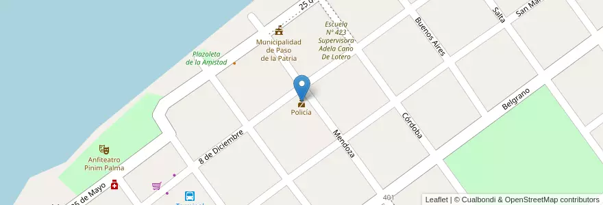 Mapa de ubicacion de Policía en الأرجنتين, Corrientes, Departamento San Cosme, Municipio De Paso De La Patria.