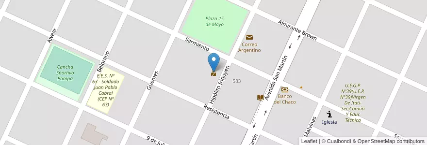 Mapa de ubicacion de Policia en Argentinien, Chaco, Almirante Brown, Municipio De Pampa Del Infierno, Pampa Del Infierno.