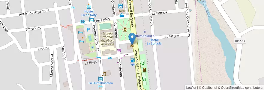 Mapa de ubicacion de Policía en Argentinien, Jujuy, Departamento Humahuaca, Municipio De Humahuaca, Humahuaca.