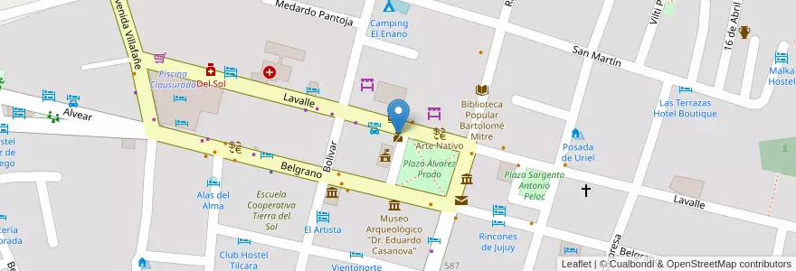 Mapa de ubicacion de Policía en 아르헨티나, Jujuy, Departamento Tilcara, Municipio De Tilcara.