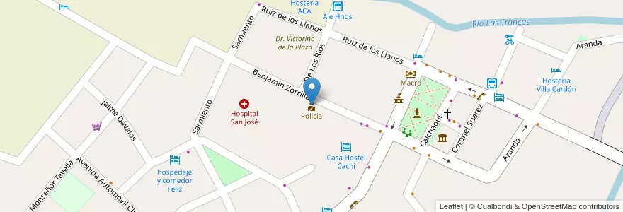Mapa de ubicacion de Policía en アルゼンチン, サルタ州, Cachi, Municipio De Cachi, Cachi.