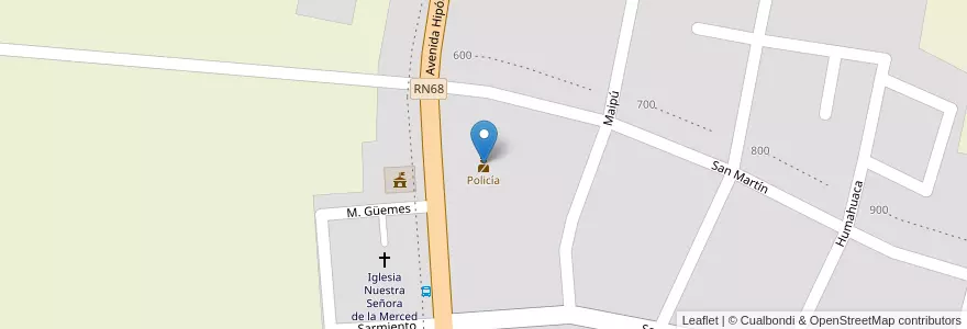 Mapa de ubicacion de Policía en アルゼンチン, サルタ州, San José De Los Cerrillos, Municipio De La Merced, La Merced.