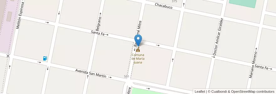 Mapa de ubicacion de Policía en アルゼンチン, サンタフェ州, Departamento Castellanos, Municipio De María Juana.