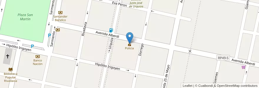 Mapa de ubicacion de Policía en Arjantin, Santa Fe, Departamento San Martín, Municipio De San Jorge.