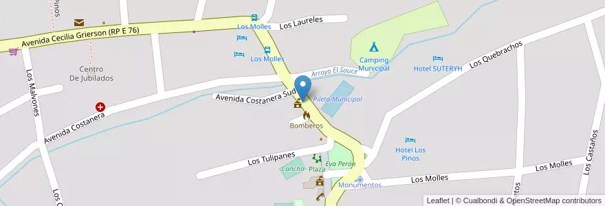 Mapa de ubicacion de Policía en Arjantin, Córdoba, Departamento Punilla, Pedanía Dolores, Municipio De Los Cocos.