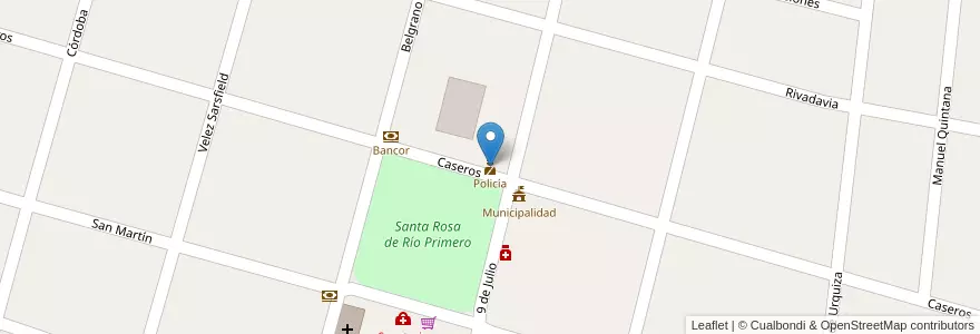 Mapa de ubicacion de Policía en Arjantin, Córdoba, Departamento Río Primero, Pedanía Santa Rosa, Municipio De Santa Rosa De Río Primero.