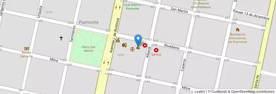 Mapa de ubicacion de Policia en Arjantin, Santa Fe, Departamento San Martín, Municipio De Piamonte, Piamonte.
