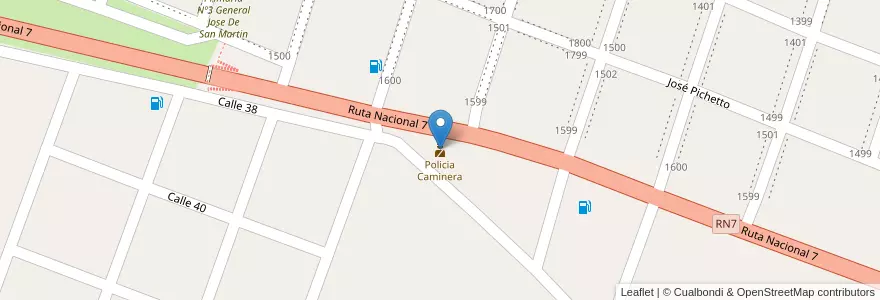 Mapa de ubicacion de Policia Caminera en الأرجنتين, بوينس آيرس, Partido De San Andrés De Giles.