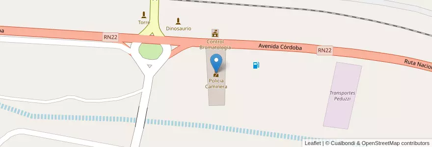Mapa de ubicacion de Policia Caminera en Argentina, Chile, Wilayah Neuquén, Departamento Confluencia, Municipio De Plaza Huincul.