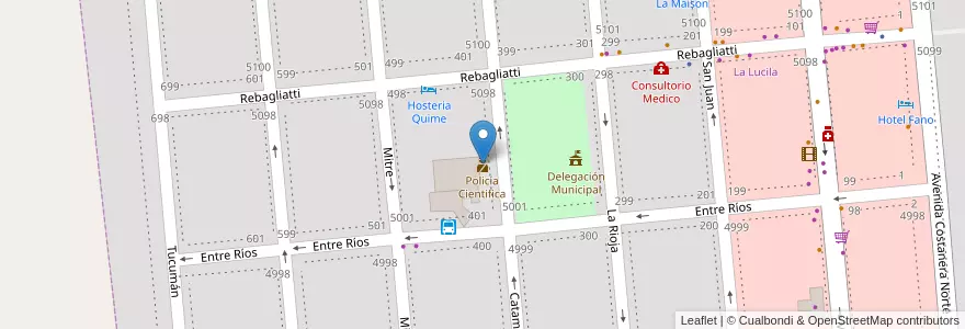 Mapa de ubicacion de Policía Cientifica en Arjantin, Buenos Aires, Partido De La Costa, La Lucila Del Mar.