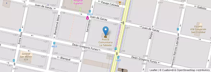 Mapa de ubicacion de Policía Comunitaria La Tablada en Argentine, Santa Fe, Departamento Rosario, Municipio De Rosario, Rosario.
