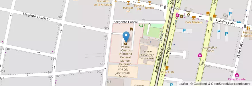 Mapa de ubicacion de Policia - Cuerpo Infantería General Manuel Belgrano en 阿根廷, 智利, Mendoza, Departamento Capital, Ciudad De Mendoza, Sección 5ª Residencial Sur.
