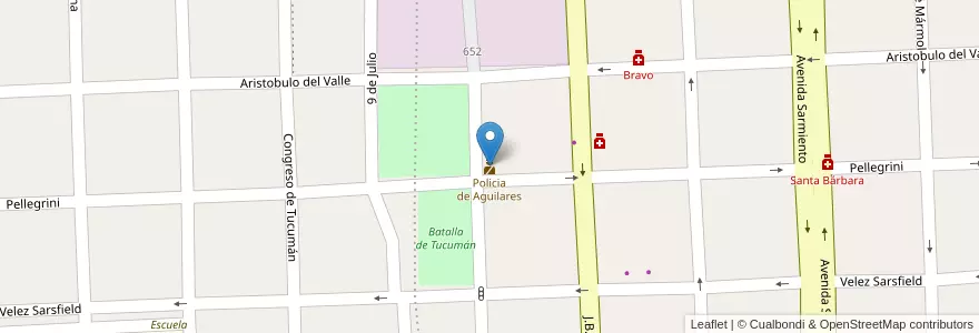 Mapa de ubicacion de Policia de Aguilares en 아르헨티나, Tucumán, Departamento Río Chico, Aguilares, Municipio De Aguilares.