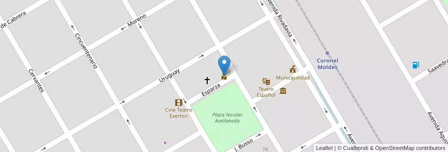 Mapa de ubicacion de Policìa de Coronel Moldes en アルゼンチン, コルドバ州, Departamento Río Cuarto, Pedanía Tres De Febrero, Municipio De Coronel Moldes, Coronel Moldes.