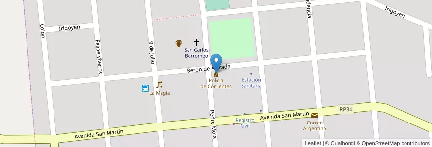 Mapa de ubicacion de Policía de Corrientes en 阿根廷, Corrientes, Departamento Ituzaingó, Municipio De San Carlos.