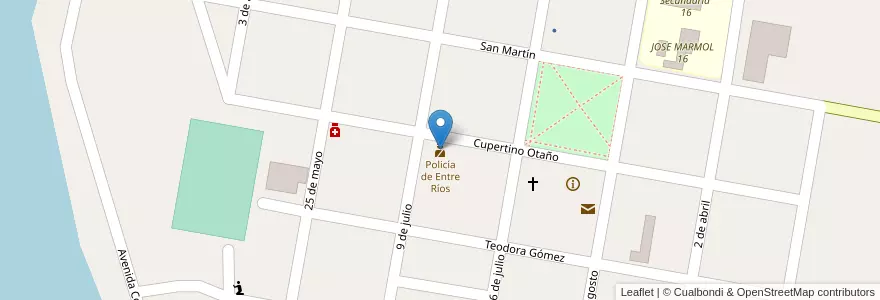 Mapa de ubicacion de Policía de Entre Ríos en الأرجنتين, إنتري ريوس, Departamento Federación, Distrito Mandisoví, Santa Ana.